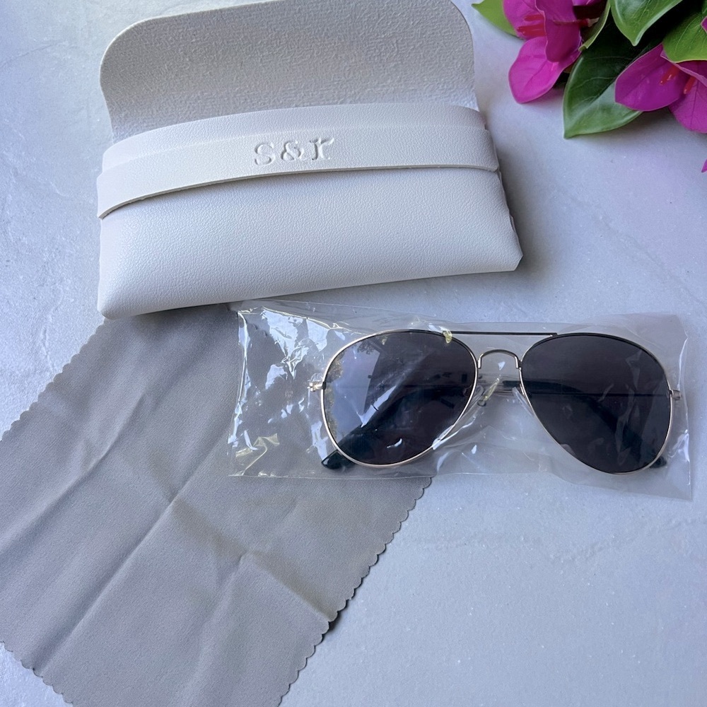 Summer & Rose Gold Aviator Sunglasses with Dark Lenses